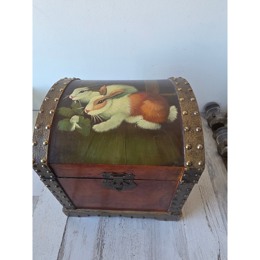 Kirkland rabbit chest trunk Box Bunny Easter large‎ decor country folk unique